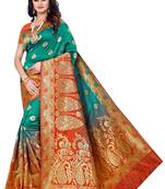 Green Woven Pure Kanjivaram Silk Saree With Blouse