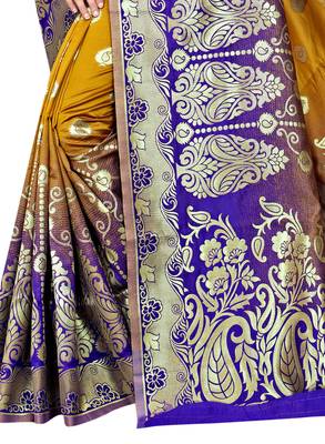 Yellow Woven Pure Kanjivaram Silk Saree With Blouse 3