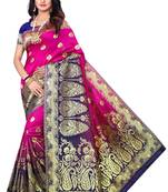 Pink Woven Pure Kanjivaram Silk Saree With Blouse