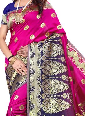 Pink Woven Pure Kanjivaram Silk Saree With Blouse 2