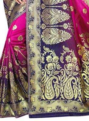 Pink Woven Pure Kanjivaram Silk Saree With Blouse 3