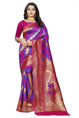 Multicolor Woven Pure Kanjivaram Silk Saree With Blouse 1