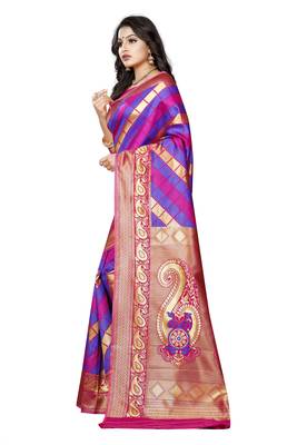 Multicolor Woven Pure Kanjivaram Silk Saree With Blouse 2
