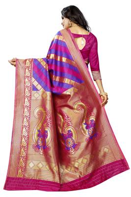 Multicolor Woven Pure Kanjivaram Silk Saree With Blouse 3