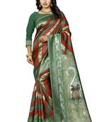 Multicolor Woven Pure Kanjivaram Silk Saree With Blouse
