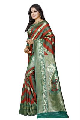 Multicolor Woven Pure Kanjivaram Silk Saree With Blouse 2