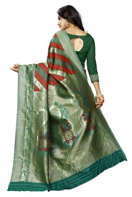 Multicolor Woven Pure Kanjivaram Silk Saree With Blouse 3