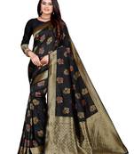 Black Woven  Art Silk Saree With Blouse