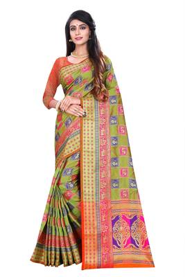 Multicolor Woven Pure Kanjivaram Silk Saree With Blouse 1