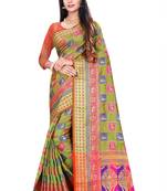 Multicolor Woven Pure Kanjivaram Silk Saree With Blouse