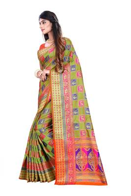 Multicolor Woven Pure Kanjivaram Silk Saree With Blouse 2