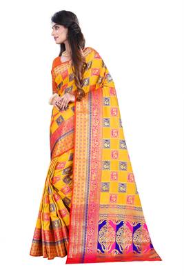 Multicolor Woven Pure Kanjivaram Silk Saree With Blouse 2