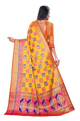 Multicolor Woven Pure Kanjivaram Silk Saree With Blouse 3