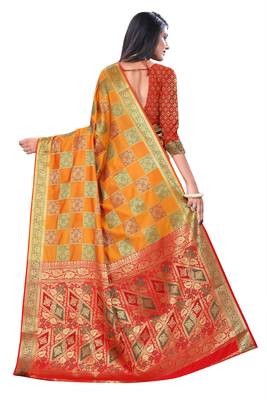 Multicolor Woven Pure Kanjivaram Silk Saree With Blouse 2