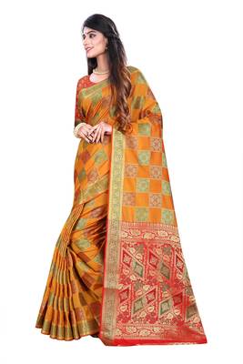 Multicolor Woven Pure Kanjivaram Silk Saree With Blouse 3