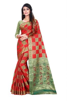 Multicolor Woven Pure Kanjivaram Silk Saree With Blouse 1