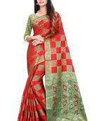 Multicolor Woven Pure Kanjivaram Silk Saree With Blouse
