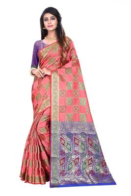 Multicolor Woven Pure Kanjivaram Silk Saree With Blouse 1