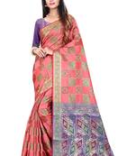 Multicolor Woven Pure Kanjivaram Silk Saree With Blouse