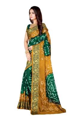 Multicolor hand woven art silk saree with blouse 3