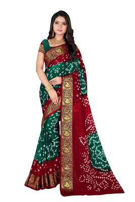 Multicolor hand woven art silk saree with blouse 1