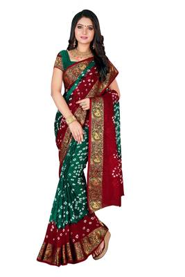Multicolor hand woven art silk saree with blouse 3