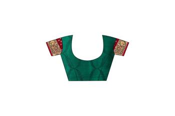 Multicolor hand woven art silk saree with blouse 4