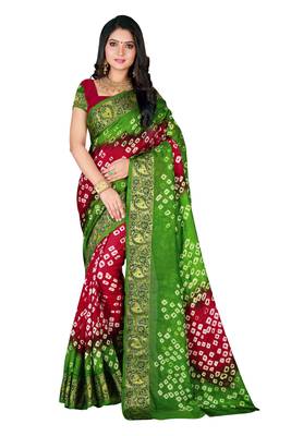 Multicolor hand woven art silk saree with blouse 1