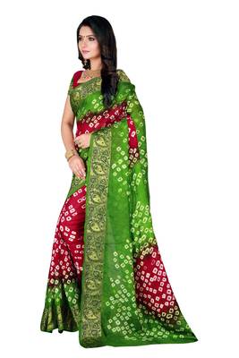 Multicolor hand woven art silk saree with blouse 3