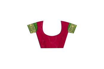 Multicolor hand woven art silk saree with blouse 4