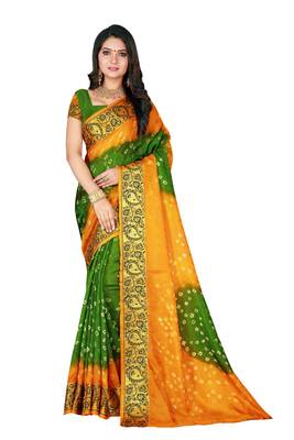 Multicolor hand woven art silk saree with blouse 1