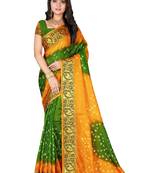 Multicolor hand woven art silk saree with blouse