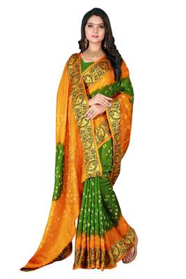 Multicolor hand woven art silk saree with blouse 3
