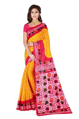 Multicolor hand woven art silk saree with blouse 1