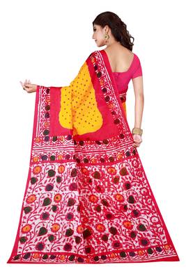 Multicolor hand woven art silk saree with blouse 2