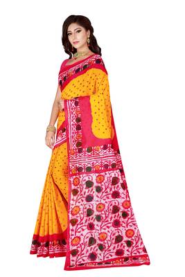 Multicolor hand woven art silk saree with blouse 3