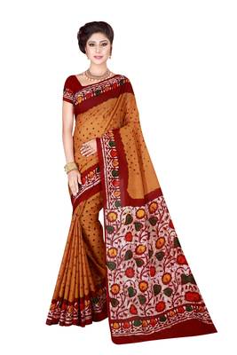 Multicolor hand woven art silk saree with blouse 1