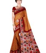 Multicolor hand woven art silk saree with blouse