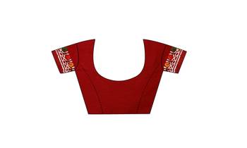 Multicolor hand woven art silk saree with blouse 4