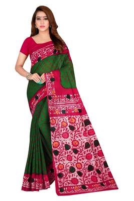 Multicolor hand woven art silk saree with blouse 1