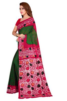 Multicolor hand woven art silk saree with blouse 5