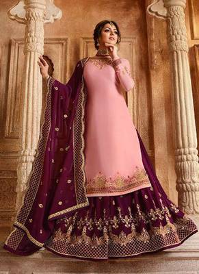 Light-pink embroidered georgette salwar 1