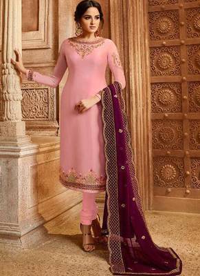 Light-pink embroidered georgette salwar 2