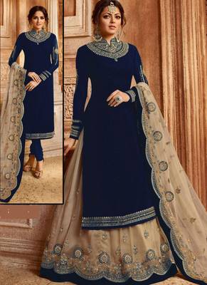 Blue embroidered georgette salwar 1