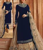 Blue embroidered georgette salwar