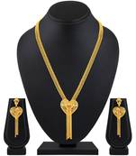 Asmitta Stylish Heart Shape 1 Gram Gold Plated Long Haram Multi String Necklace Set For Women