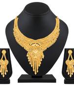 Asmitta Stylish Traditional 1 Gram High Gold Plated Choker Style  Necklace Set For Women