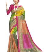 Multicolor Printed Silk Cotton Saree With Blouse