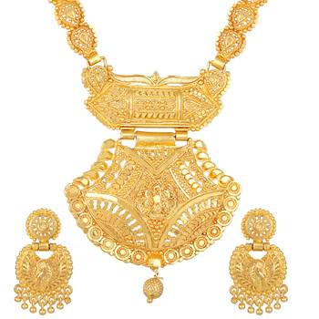 Asmitta Designer 1 Gram Gold Plated Opera Style Necklace Set For Women 1