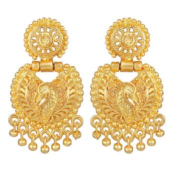 Gold Alloy Yellow Gold plated Long Necklace Set with Earrings 5